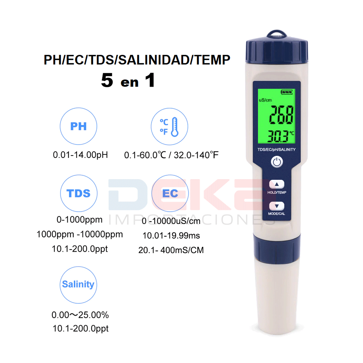 Medidor Digital multiparámetro 4 En 1 Phmetro Tds Ec Temperatura