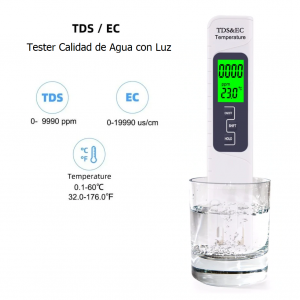 Ec Y Medidor De Temperatura 3 En 1, Medidor Tds Medidor De Agua Digital Tds 